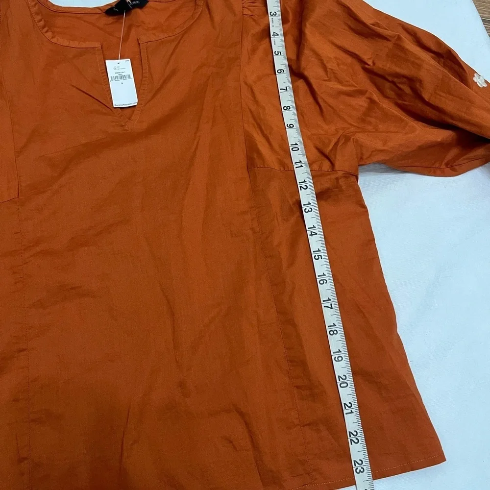 Banana Republic Orange Embroidered Puff Sleeve Top NWT